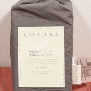 NWT Casaluna Gray Supima Percale‎ Pillowcase Set